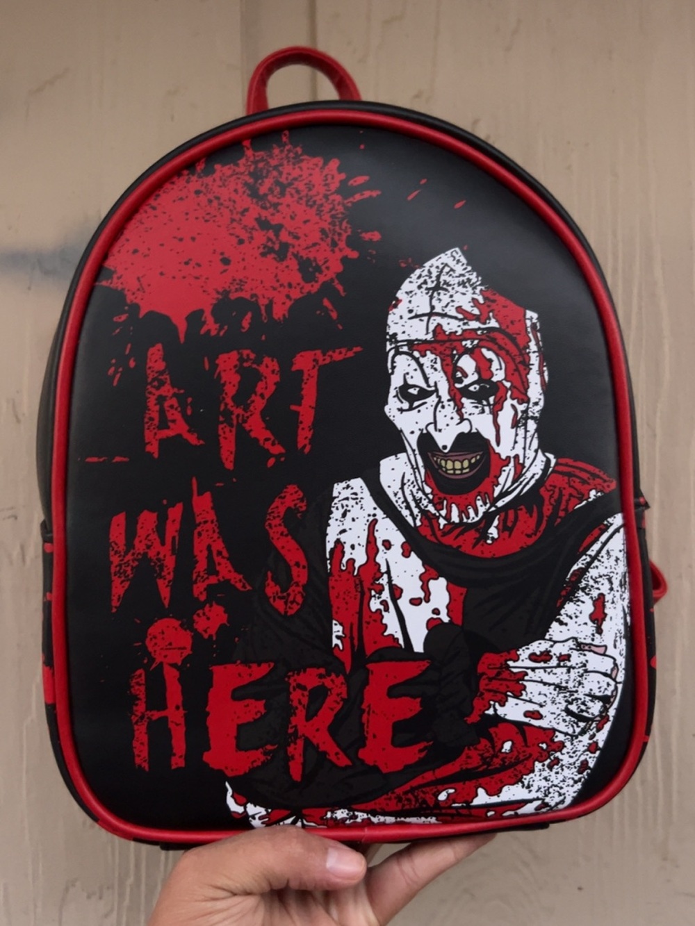 Mini Horror Graphic Backpack in Black & Red